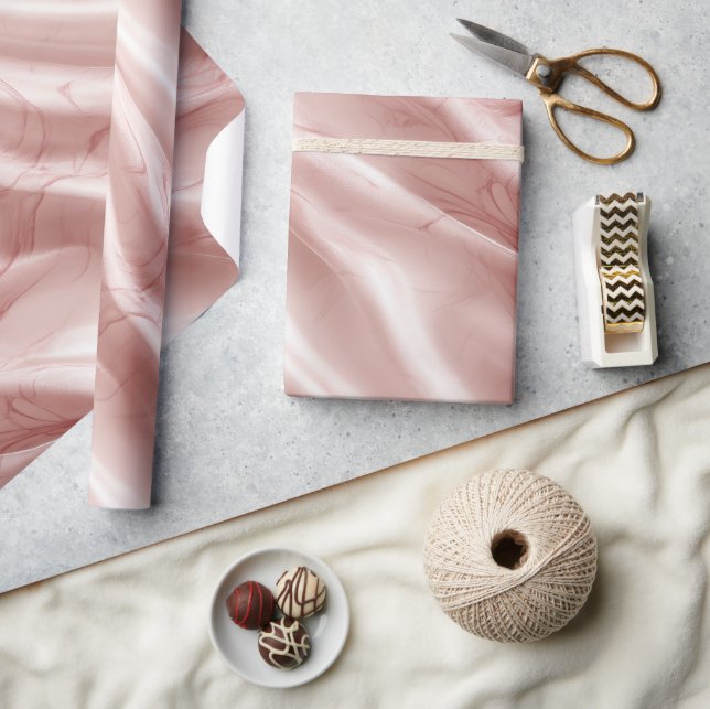 Papel De Presente Padrão Abstrato de Seda com Rosa Bege Elegante (Artesanato)