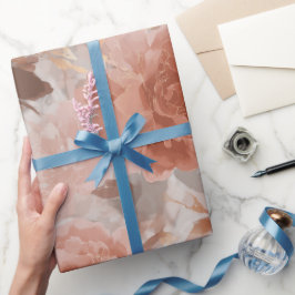 Papel De Presente Padrão Abstrato de Seda com Rosa Elegante