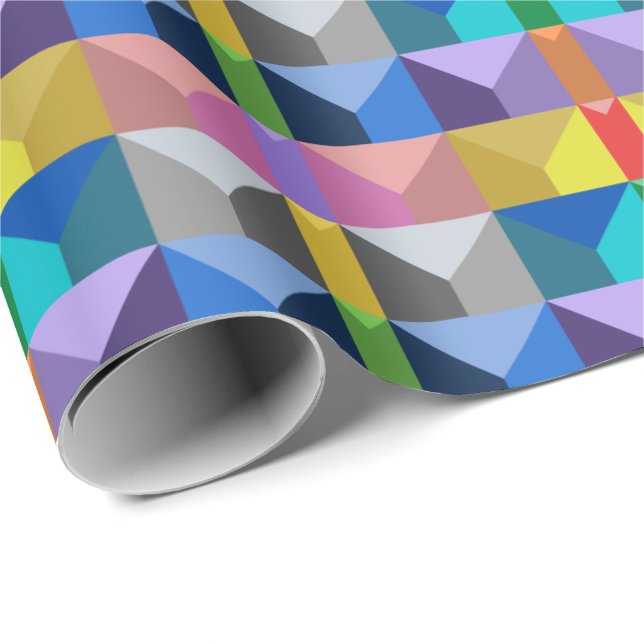 Papel De Presente Padrão Abstrato de Triângulo 3D (Ponta do rolo)