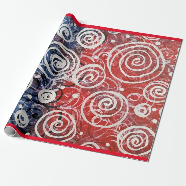Papel De Presente Padrão Abstrato do Designer Azul Vermelho Belo (Desenrolado)