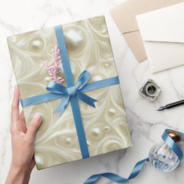 Papel De Presente Padrão Abstrato Elegante de Pérola Creme Marfim em