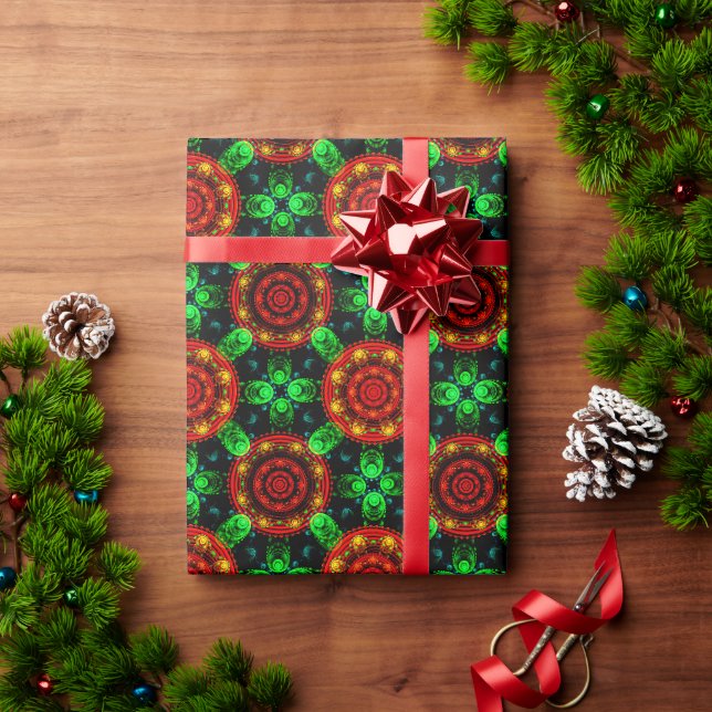 Papel De Presente Padrão Abstrato Floral Moderno Boho Elegante #504 (Presente de Natal)