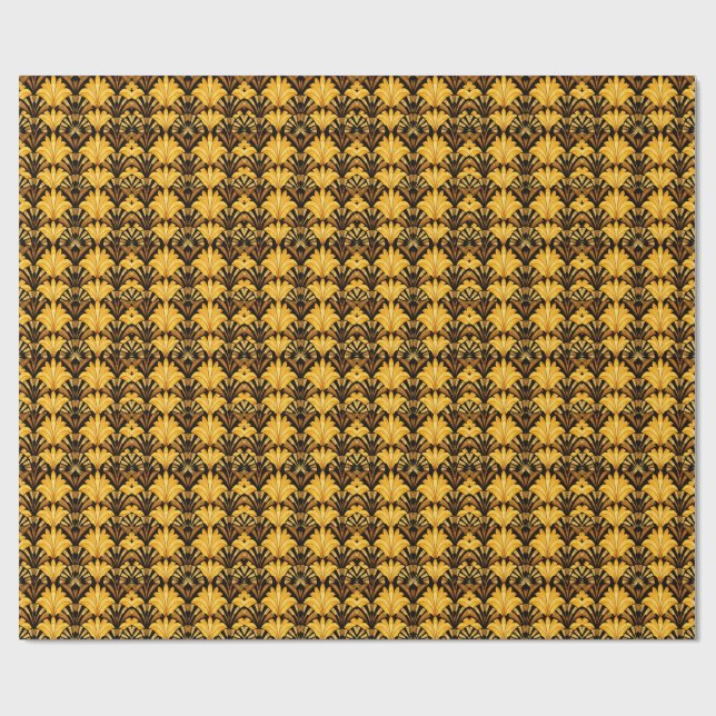 Papel De Presente Padrão Abstrato Geométrico Neo Deco Dourado (Aberto)