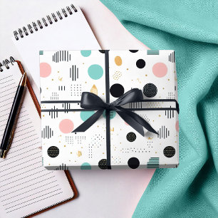 Papel De Presente Padrão Abstrato Geométrico Retrô #1 Verde-azulado 