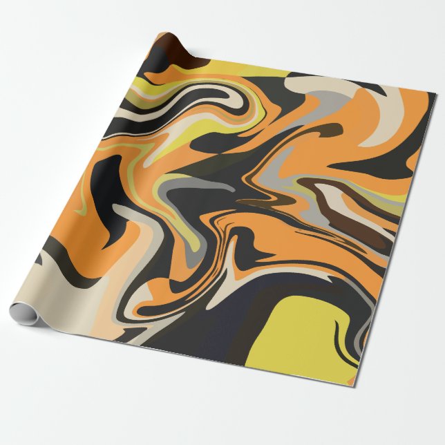 Papel De Presente Padrão Abstrato Giratório em Tons Terrosos (Desenrolado)