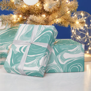 Papel De Presente Padrão Abstrato Moderno em Verde-Menta Água Fresca