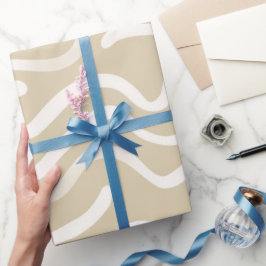 Papel De Presente Padrão Abstrato Morno com Ondulação de Areia Bege 