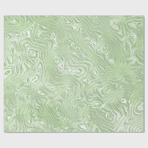 Papel De Presente Padrão Abstrato Ondulado de Verde Limão Claro Moir