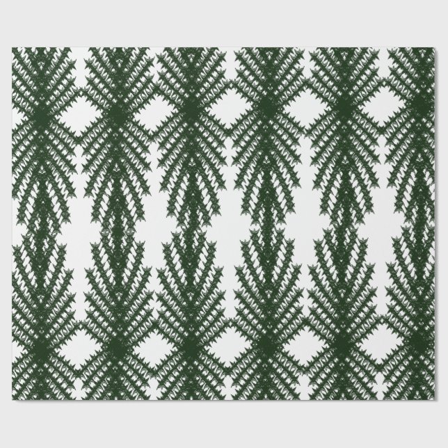 Papel De Presente Padrão Abstrato Personalizado de Pinheiro Verde Fl (Aberto)
