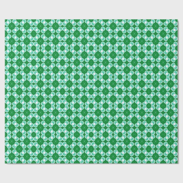 Papel De Presente Padrão Abstrato Verde e Turquesa (Aberto)