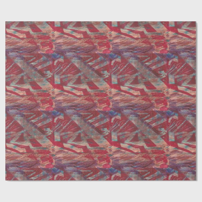 Papel De Presente Padrão Abstrato Vermelho Ousado Design de Arte Mod (Aberto)