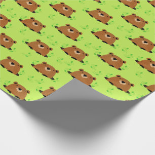 Papel De Presente Padrão Adorável de Groundhog Woodland