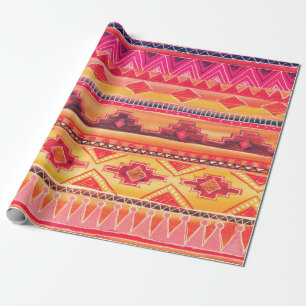 Papel De Presente Padrão Africano de Aquarela. Ilustração Raster