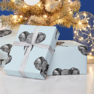 Papel De Presente Padrão Africano de Elefante cinza