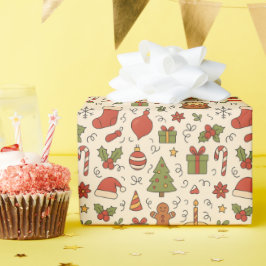 Papel De Presente Padrão Alegre de Natal