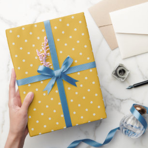 Papel De Presente Padrão amarelo de doces com pontos pequenos