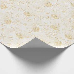 Papel De Presente Padrão Amarelo-Rosa Floral Elegante