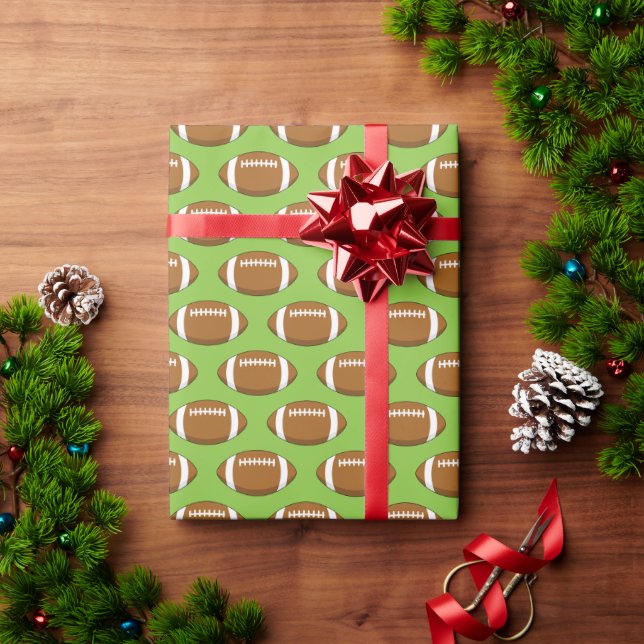 Papel De Presente Padrão Americano de Bola de Rugby de Futebol (Presente de Natal)
