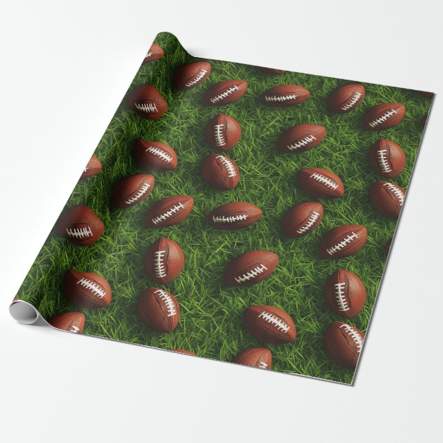 Papel De Presente Padrão Americano de Futebol sem costura (Desenrolado)