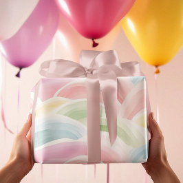 Papel De Presente Padrão arco-íris de aquarela com Pastel neutro