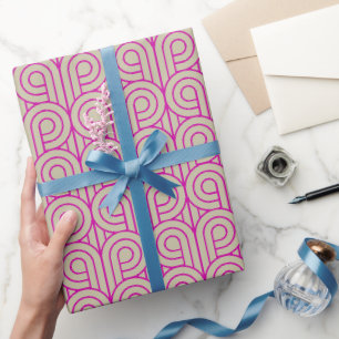 Papel De Presente Padrão Art Deco 07 - Magenta Negrito em Branco