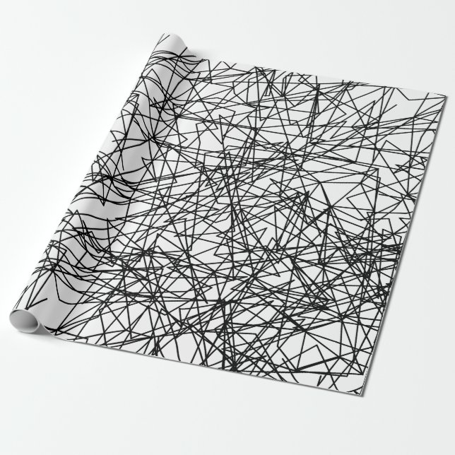 Papel De Presente padrão artístico branco-preto abstrato moderno (Desenrolado)