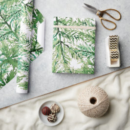 Papel De Presente Padrão Artístico de Árvore Pintada à Mão com Aquar