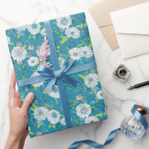 Papel De Presente Padrão Asiático Azul Verde