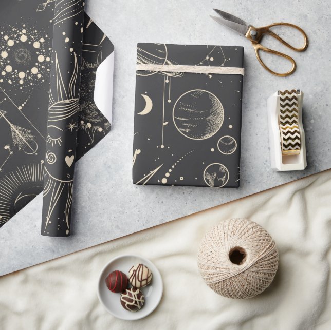 Papel De Presente Padrão Astronômico (Artesanato)
