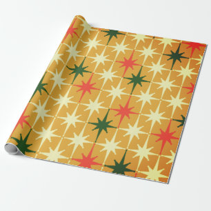 Papel De Presente Padrão Atômico Moderno Vintage Retro de Meados do