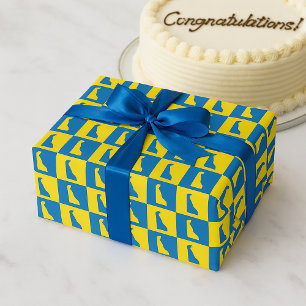 Papel De Presente Padrão Azul Amarelo Dourado Pop Art de Delaware