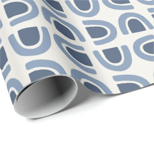 Papel De Presente Padrão Azul de Mosaico de Arco Orgânico Abstrato