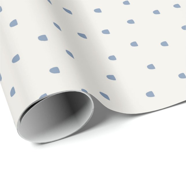 Papel De Presente Padrão Azul de Seixos Dispersos Mínimo (Ponta do rolo)