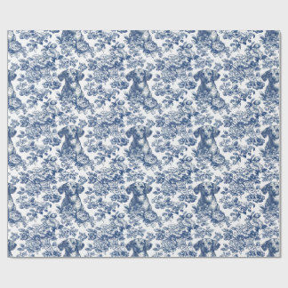 Papel De Presente Padrão Azul do Toile Daschund