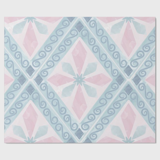 Papel De Presente padrão azul em forma de diamante (Aberto)