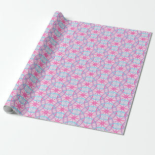 Papel De Presente Padrão azul-rosa da roda-de-bicicleta