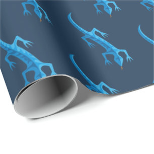 Papel De Presente Padrão Azul Tribal Lizard
