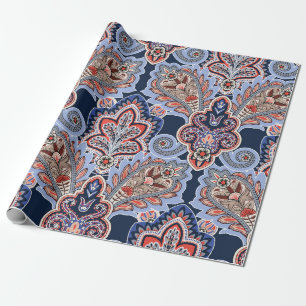 Papel De Presente Padrão Bandana com elementos paisley. Vintage han