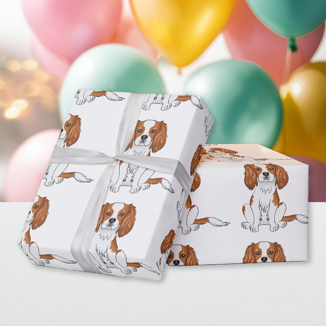 Papel De Presente Padrão Blenheim Cavalier King Charles Spaniel (Criador carregado)
