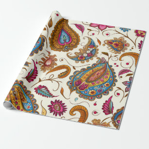 Papel De Presente Padrão bonito de Paisley Floral Cor-de-Rosa Rosa R