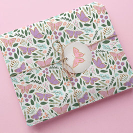 Papel De Presente Padrão bonito do Jardim da Borboleta do Pastel
