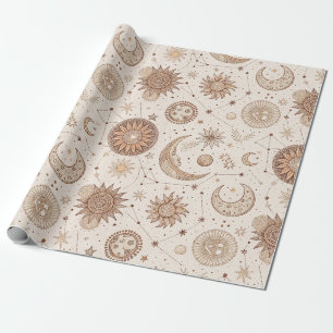 Papel De Presente Padrão Botânico Celestial (2)