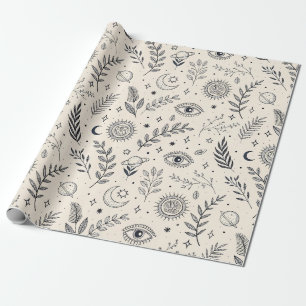 Papel De Presente Padrão Botânico Celestial (5)