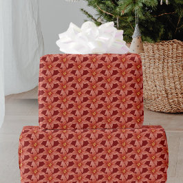 Papel De Presente Padrão Botânico da Flor de Natal Vermelho