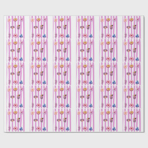 Papel De Presente Padrão Botânico de Aquarela de Lavanda