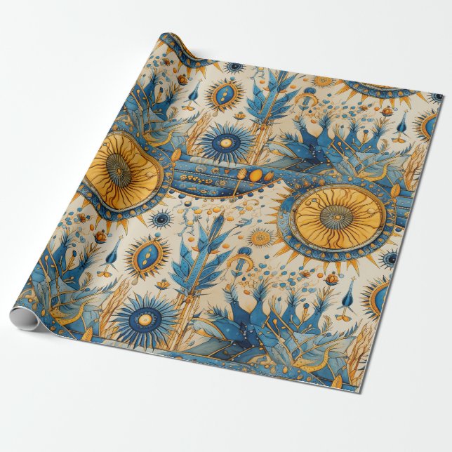 Papel De Presente Padrão Botânico de Aves Exóticas Chinoiserie (1) (Desenrolado)