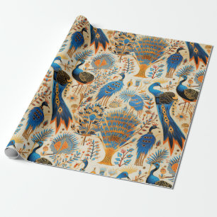 Papel De Presente Padrão Botânico de Aves Exóticas Chinoiserie (8)