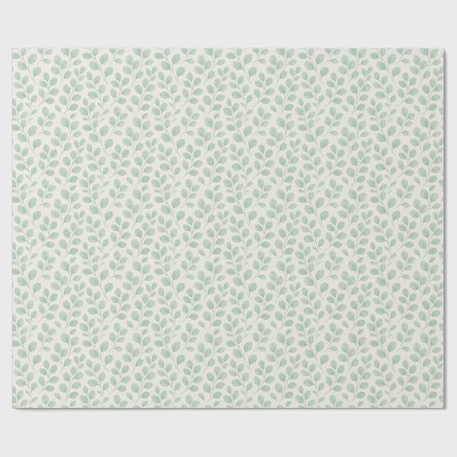 Papel De Presente Padrão Botânico de Eucalipto (Aberto)