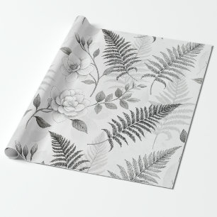 Papel De Presente Padrão Botânico Floral Azul Vintage