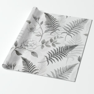 Papel De Presente Padrão Botânico Floral Azul Vintage (1)